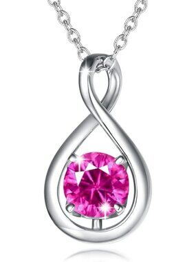 Dainty Infinity Birthstone Necklace - Sterling Silver Pendant Jewelry Gift